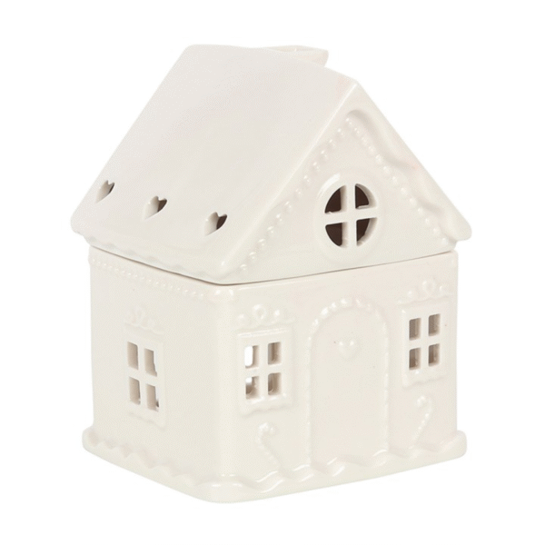 *White Gingerbread House Ceramic Oil Burner (4/20)