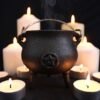 7cm Cast Iron Cauldron With Pentagram