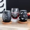 Set of 2 Spider and Web Stemless Wine Glasses