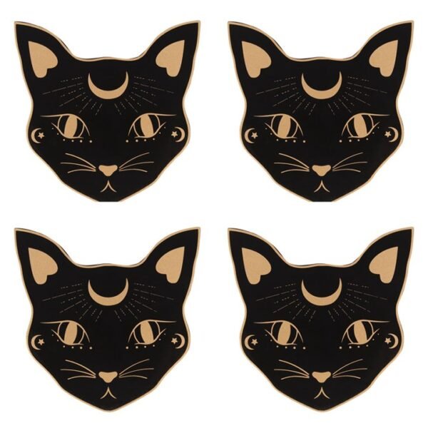 Mystic Mog Cat Face Coaster Set