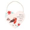 Gran Winter Robin Hanging Heart Sign