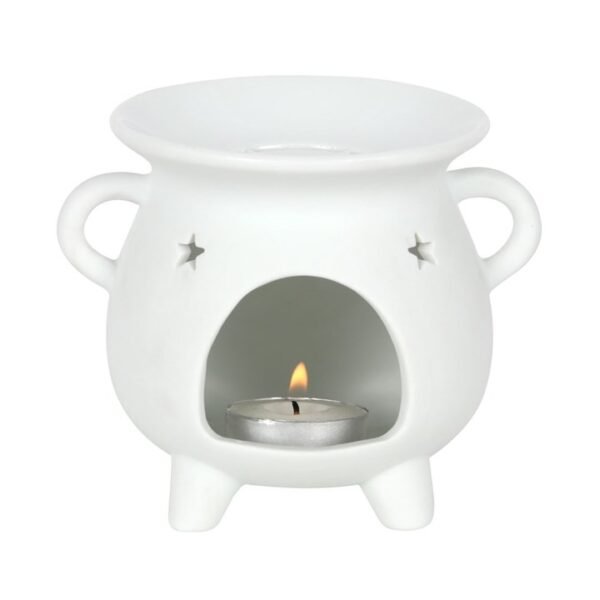 White Pentagram Cauldron Oil Burner and Wax Warmer