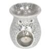 Large Silver Crackle Oil Burner and Wax Warmer