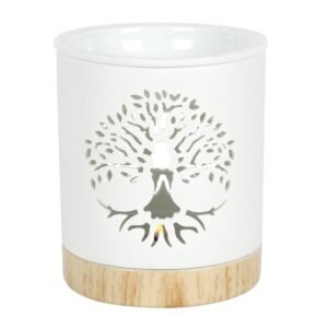 *White Tree of Life Cut Out Ceramic Oil Burner (6/18)