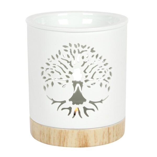 *White Tree of Life Cut Out Ceramic Oil Burner (6/18)
