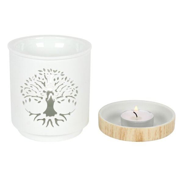 *White Tree of Life Cut Out Ceramic Oil Burner (6/18)