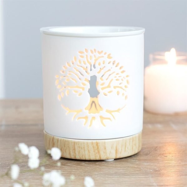 *White Tree of Life Cut Out Ceramic Oil Burner (6/18)