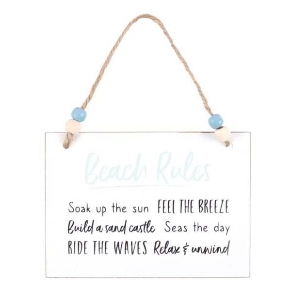 Beach Rules Hanging Sign