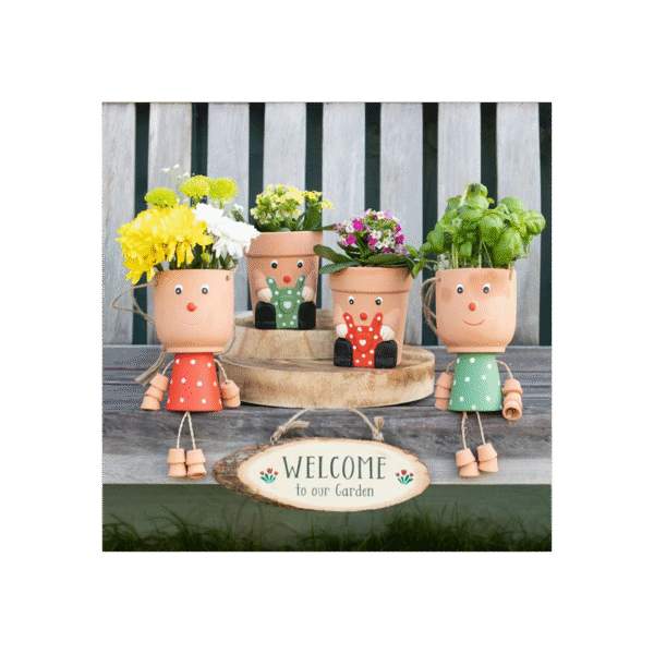 Green Pot Man Hanging Terracotta Planter