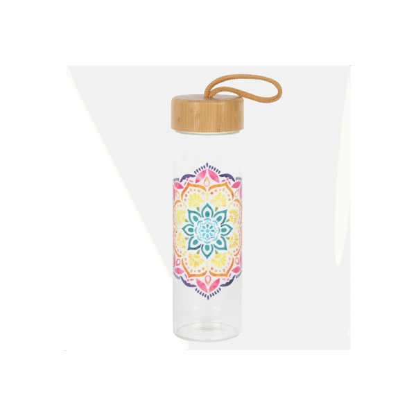 Mandala Reusable Glass Water Bottle