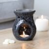 Small Black Crackle Glass Oil Burner and Wax Warmer