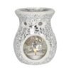 Small Silver Crackle Glass Oil Burner
