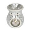Small Silver Crackle Glass Oil Burner