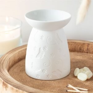 White Ceramic Butterfly Oil Burner and Wax Warmer