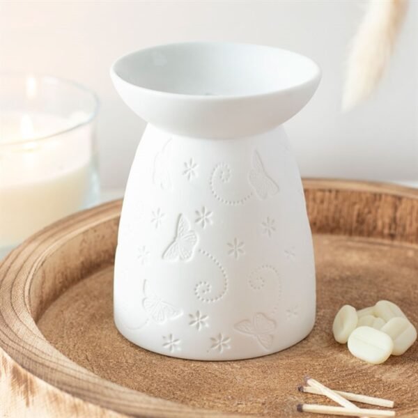 White Ceramic Butterfly Oil Burner and Wax Warmer