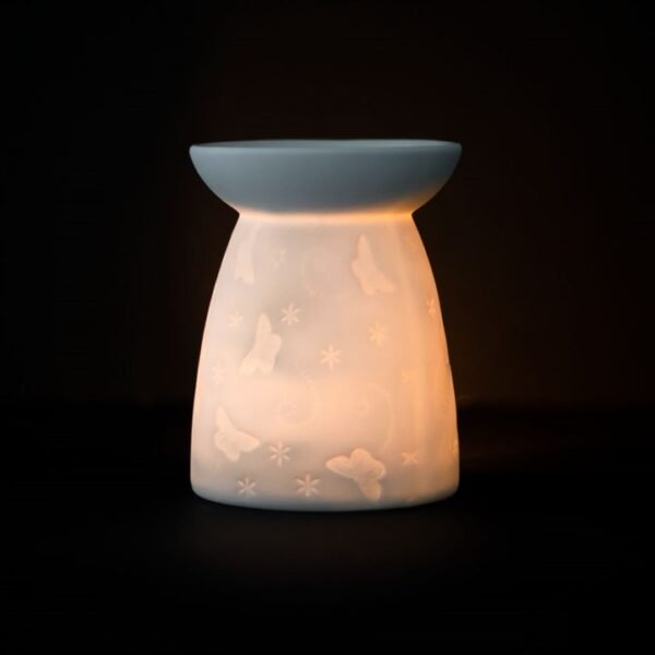 White Ceramic Butterfly Oil Burner and Wax Warmer