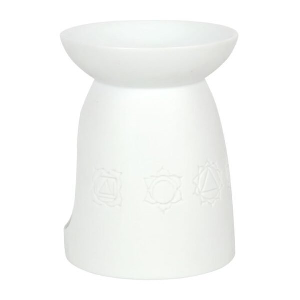 White Ceramic Seven Chakra Oil Burner and Wax Warmer