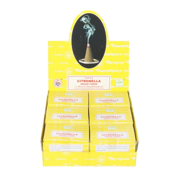 Set of 12 Citronella Dhoop Incense Cones by Satya (6/30)